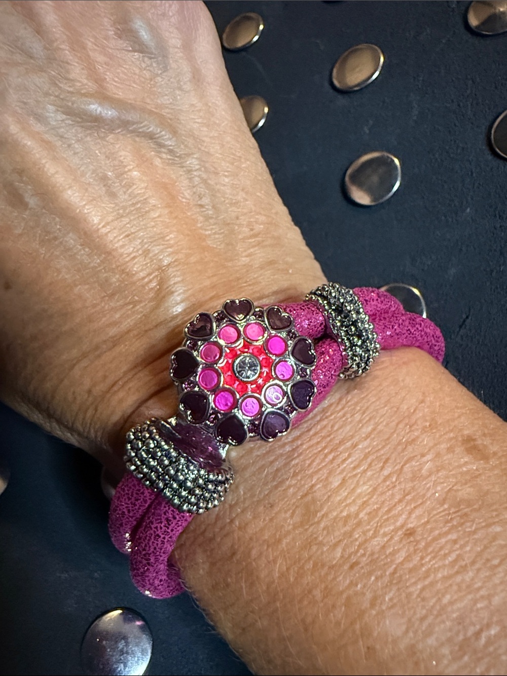 Hot pink rope 1 snap bracelet- NEW!